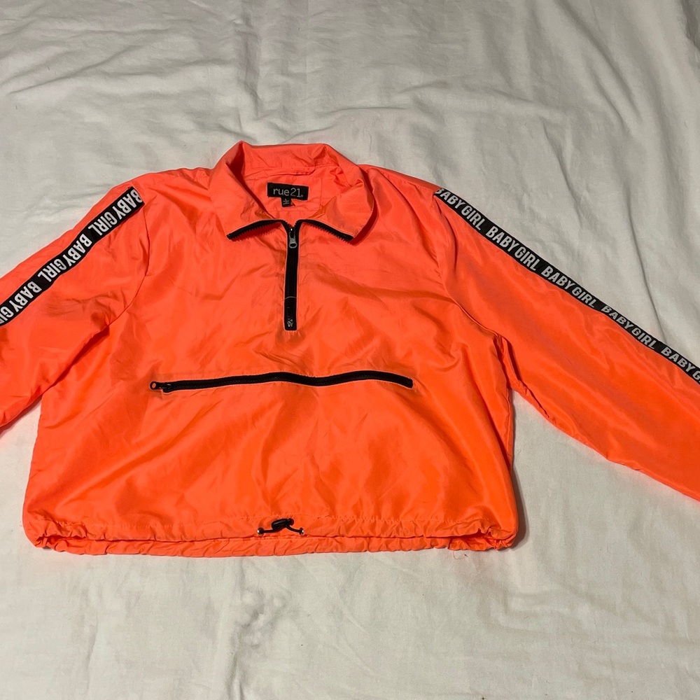 Rue21 Baby Girl Vibrant Orange Zip-Up Jacket - size large